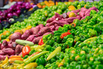 colorful peppers in the market