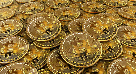 background from golden bitcoins