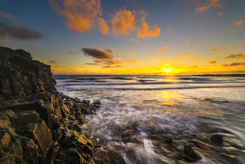 beautiful seascape that was created on the volcanic coast of Lanzarote