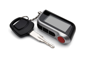 Car key with remote control isolated on white background