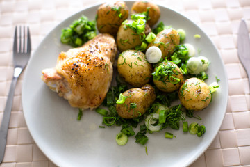 boiled potato with chicken