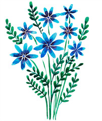 Watercolor abstract bouquet illustration isolated on white