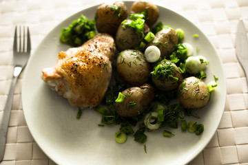 boiled potato with chicken