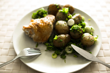 boiled potato with chicken