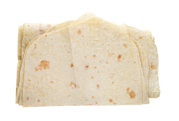 Thin pita bread on a white background. Armenian pita bread close-up.