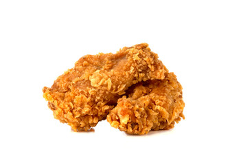 Fried wings on a white background. Deep-fried chicken wings close-up.