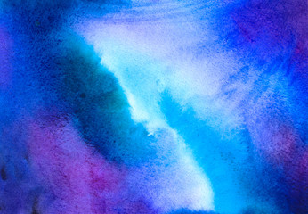 Fototapeta na wymiar Watercolor abstract blue background alike to nebula