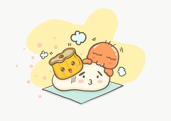 Cute character chicnesses food