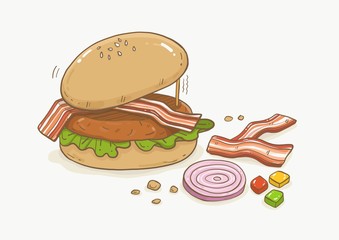 Burger bacon onion 