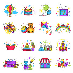 Kids badge vector set