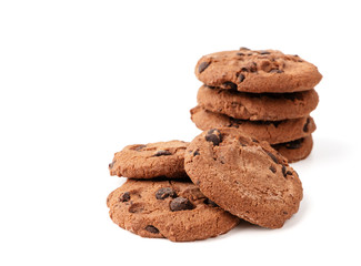 Chocolate chip cookie isolated on white background