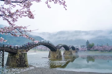 Acrylic prints Kintai Bridge Kintai Kyo bridge on rainy day, Iwakumi Hiroshima, japan