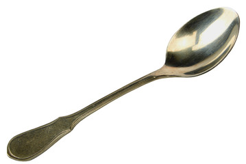 Metal spoon for food isolated on white