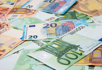 Obraz na płótnie Canvas Euro Money Banknotes background texture