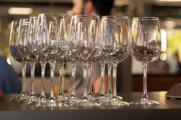 Wine glassware close up