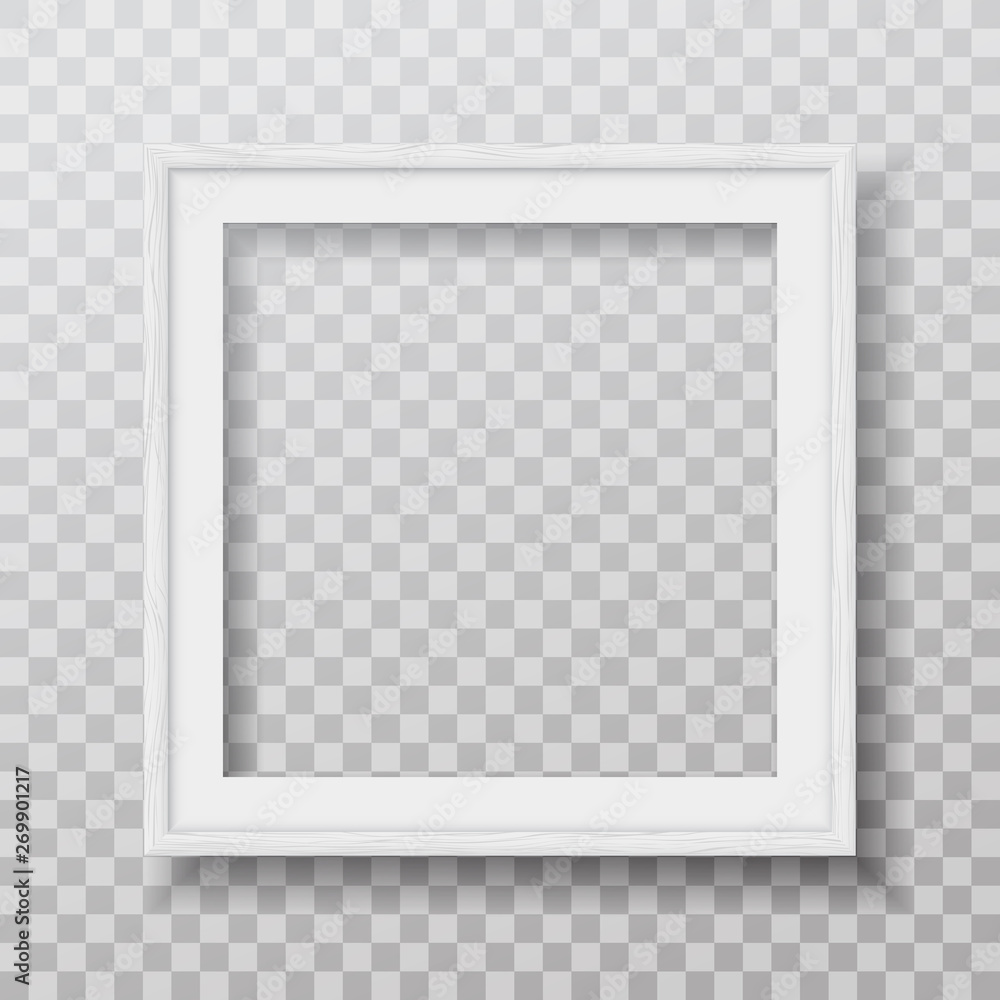 Aufkleber square white frame with soft shadow for text or picture hanging on squared white background