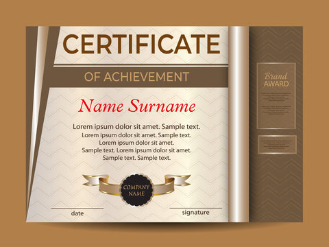 Certificate of achievement or diploma. Award winner. Reward sport. Winning the competition. Vector illustration.