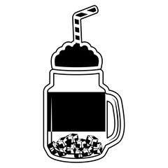 Isolated frappe icon with a straw- Vector