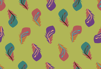 Vector seamless pattern with abstract colorful feathers.