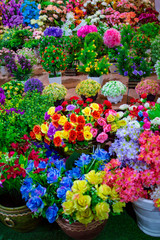 Plastic flowers in bunches on sale