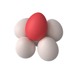 eggs with red egg on white background