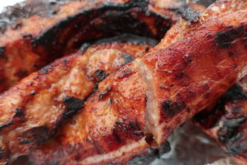 Obraz na płótnie Canvas grill ribs pork grill meat food close up background