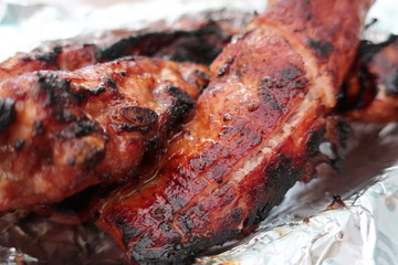 grill ribs pork grill meat food close up background