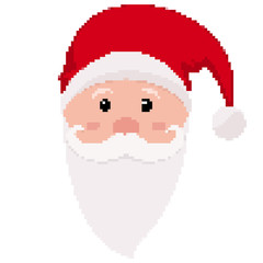 Pixel art design of Santa's face. Vector illustration.