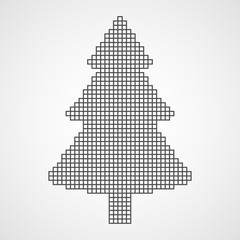 Christmas Tree icon in Pixel art design. Vector illustration.