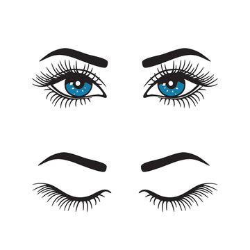 Eyebrows with eyes logo set. Vector.