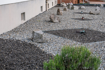Vorgartengestaltung mit Schotter Steinen