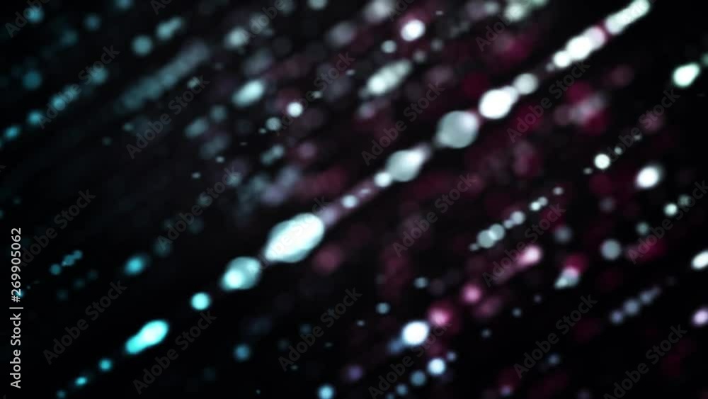 Poster abstract animation of shining rays of colorful particles radiating from the center on black backgrou