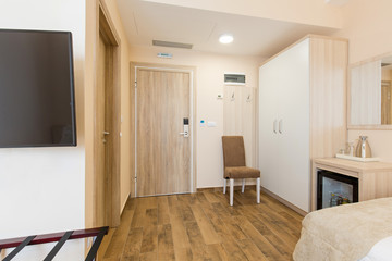 Hotel room interior, bedroom