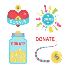 Donate buttons set. Help icon donation