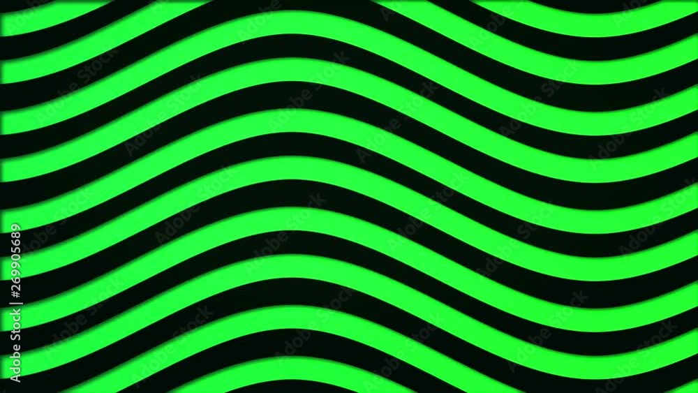 Poster abstract animation of hypnotic gradient green and black waves. animation. geometric lines patterns m
