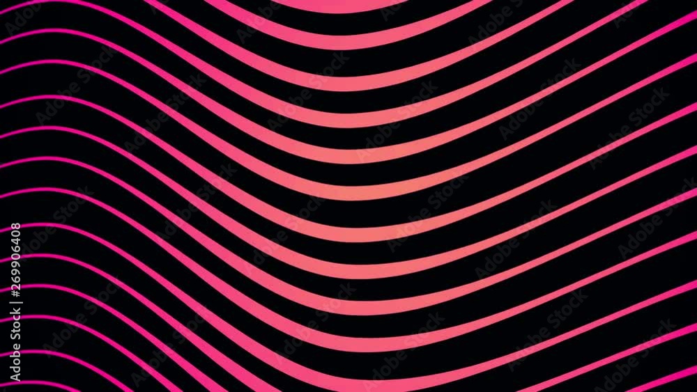 Poster abstraction of hypnotic gradient pink and black waves rotation. geometric lines patterns motion back