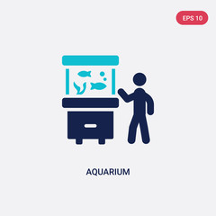 two color aquarium vector icon from activity and hobbies concept. isolated blue aquarium vector sign symbol can be use for web, mobile and logo. eps 10