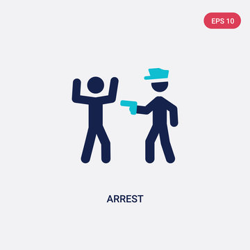 two color arrest vector icon from activity and hobbies concept. isolated blue arrest vector sign symbol can be use for web, mobile and logo. eps 10