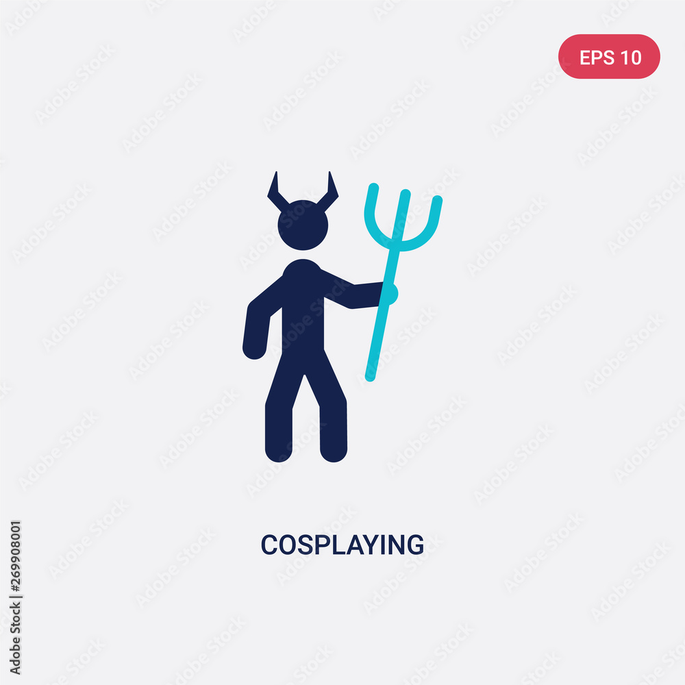 Poster two color cosplaying vector icon from activity and hobbies concept. isolated blue cosplaying vector 