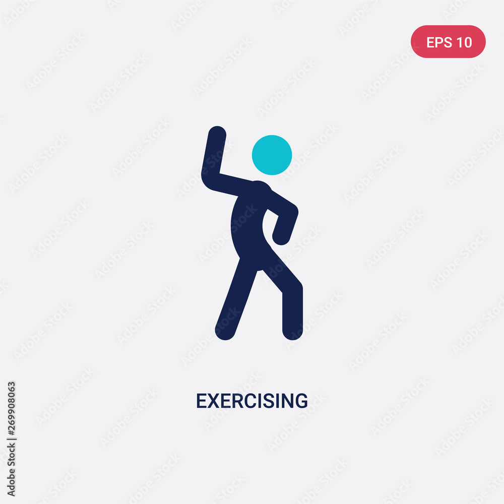 Poster two color exercising vector icon from activity and hobbies concept. isolated blue exercising vector 