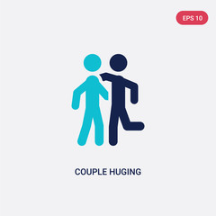 two color couple huging vector icon from activity and hobbies concept. isolated blue couple huging vector sign symbol can be use for web, mobile and logo. eps 10