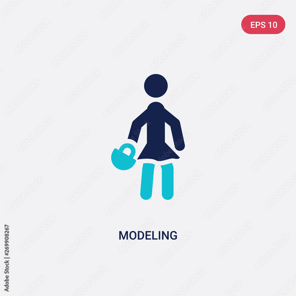 Poster two color modeling vector icon from activity and hobbies concept. isolated blue modeling vector sign