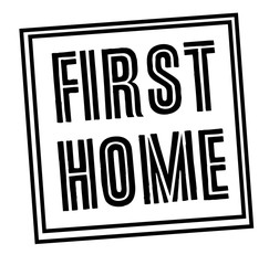 FIRST HOME stamp on white
