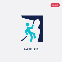 two color rappelling vector icon from activity and hobbies concept. isolated blue rappelling vector sign symbol can be use for web, mobile and logo. eps 10
