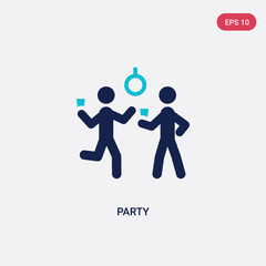 two color party vector icon from activities concept. isolated blue party vector sign symbol can be use for web, mobile and logo. eps 10