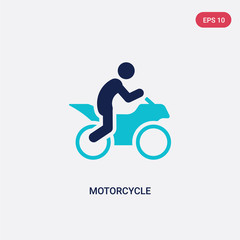 Obraz na płótnie Canvas two color motorcycle vector icon from activities concept. isolated blue motorcycle vector sign symbol can be use for web, mobile and logo. eps 10