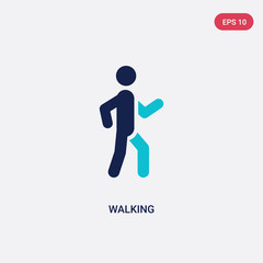 two color walking vector icon from activities concept. isolated blue walking vector sign symbol can be use for web, mobile and logo. eps 10