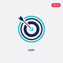 two color dart vector icon from outdoor activities concept. isolated blue dart vector sign symbol can be use for web, mobile and logo. eps 10