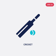 two color cricket vector icon from outdoor activities concept. isolated blue cricket vector sign symbol can be use for web, mobile and logo. eps 10
