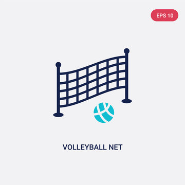 two color volleyball net vector icon from outdoor activities concept. isolated blue volleyball net vector sign symbol can be use for web, mobile and logo. eps 10